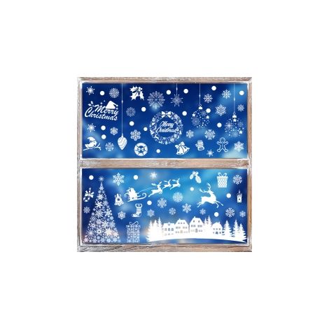 Ortviai – 9 Bögen Weihnachts-Fensterbilder, 84 Stück – Schneeflocken, Rentiere, Tannen und Häuser, statisch haftend – kompatibel mit Fenstern und Glastüren (1/5)