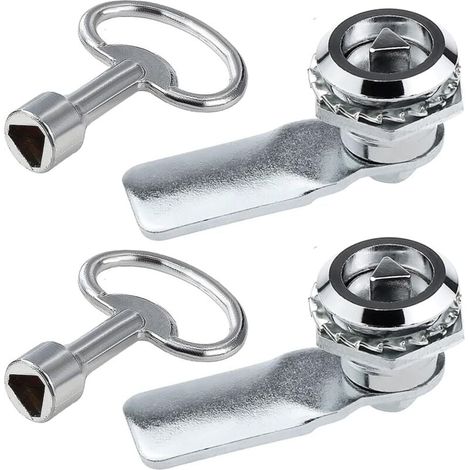 Serrures triangulaires pour coffrets de compteurs d'électricité et de gaz avec clé triangulaire pour armoire à cames (Argent - 2 pièces)