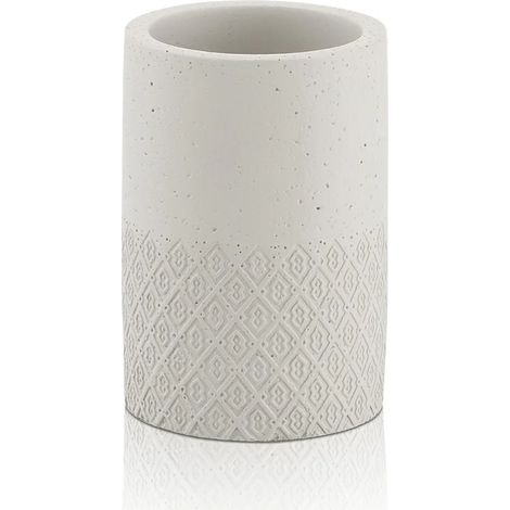 Portaspazzolini bagno grigio in cemento e bambù serie Gedy Afrodite (1/4)