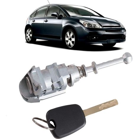 Kit de Barillet de Serrure de Porte Gauche pour Citroen- 407 C4 2004-2011 2006-2008 9170.Y0 9170Y1 604837167 (Argent) Cylindre Serrure de Porte Gauche Serrure à Barille (1/5)