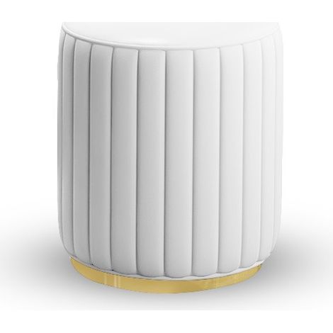 MEUBLER DESIGN Pouf Rond Métal Doré Vita - Polyuréthane Blanc, Métal, Mousse polyéthylène, Rond, Style Art déco, 40 x 40 x 42 cm (1/2)