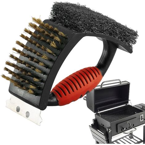 Brosse pour barbecue, brosse de nettoyage pour barbecue Brosse multifonctionnelle pour barbecue, outil de nettoyage et grattoir pour grilles - Nettoyant robuste pour barbecue, idéal pour le camping (1/5)