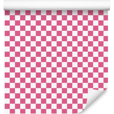 Papier peint à damier rose poudré, blanc et rose 50x1000 cm (1/5)