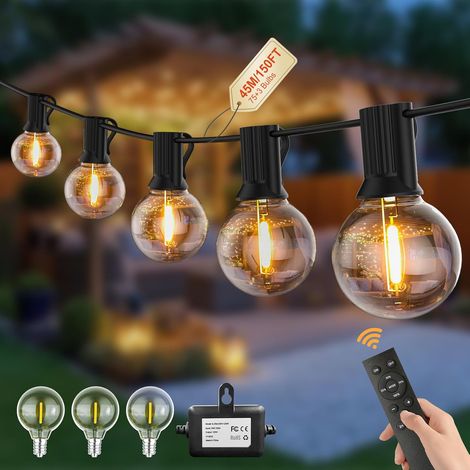 Guirlande Lumineuse Exterieur G40 60M LED Guirlande Lumineuse Exterieur Interieur, Electrique avec Prise 100 Ampoules Incassables, Network Exterieur Eclairage pour Terrasse, Cour, Balcon (1/5)