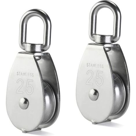 2 Pièces Poulie de levage de poulie en acier inoxydable à poulie simple,Poulie Inox 304 M25 Poulie De Levage 400kg - Argent