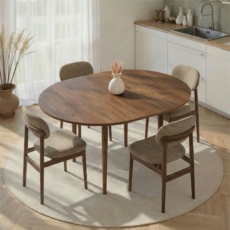 Table ronde extensible effet bois noyer 100-131 cm MARFA