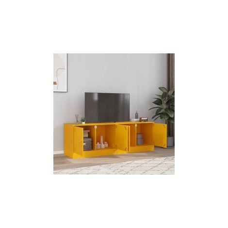 Meubles TV 2 pcs jaune moutarde 67x39x44 acier (1/5)