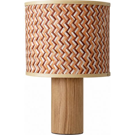 Gran lámpara de mesa Phil de madera de roble y bambú crema y naranja (1/3)