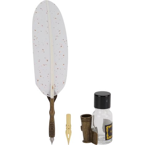 Feather Pen Set Durable Creativity Easy Writing Stationery Gift Box for Lover Teacher Classmate GiftSprinkler White (1/5)