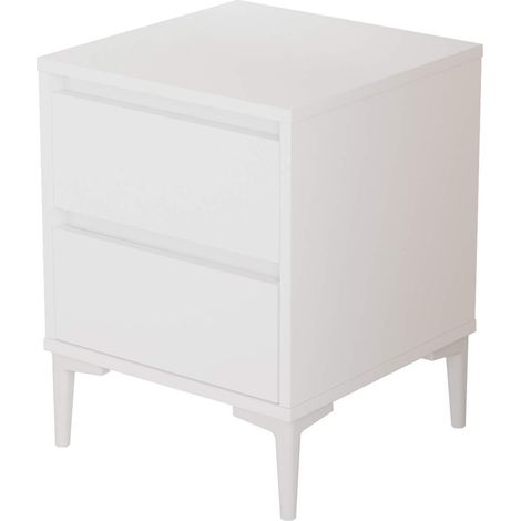 Comodino 2 Cassetti Rebecca Mobili Hayl 58,5x45x45 Truciolato PVC Bianco Moderno