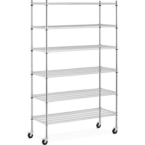 Étagère charge lourde métallique 120 x 45 x 190 cm 90 kg 4 roulettes étagère sur pied étagère sans vis (1/5)