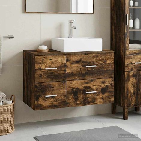 vidaXL Bathroom Furniture Set 2 pcs Smoked Oak Engineered Wood (1/5)