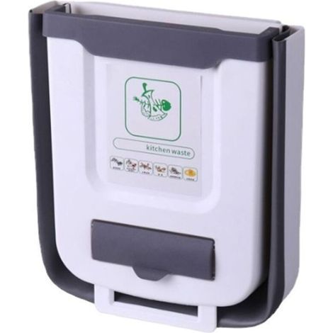 Poubelle de cuisine avec couvercle, bac à compost de cuisine, petite poubelle pliable à suspendre sur le comptoir, poubelles de 2,4