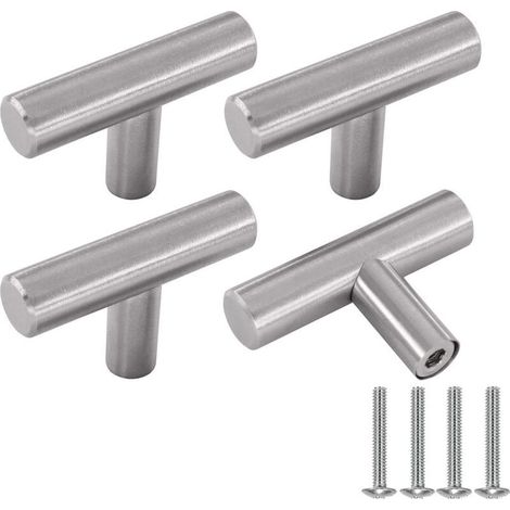 Furniture Handle, 4pcs Silver Stainless Steel Cabinet Door Knobs, Vintage Kitchen Cabinet Knobs with Screws for Drawer, Wardrobe (1/5)