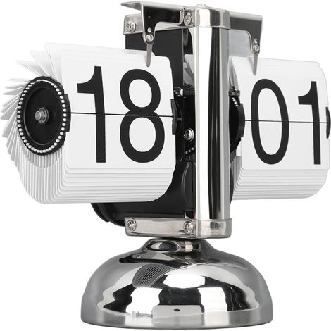 Horloge à bascule avec grand nombre, alimentée par batterie, table rétro en acier inoxydable 304, pour la maison et le bureau, 24 heures, Page blanche (1/5)