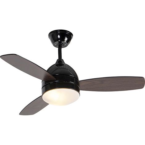 QAZQA + Ventilatori da soffitto rotar - Moderno - Legno,Acciaio,Plastico - Nero/Marrone - Tondo Max. 2 x Watt