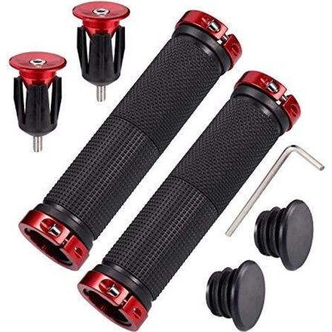 TPR Poignée de Guidon de Vélo, Antidérapantes avec Deux Serrure en Aluminium, Caoutchouc pour Scooter BMX VTT Bicyclette Pliable