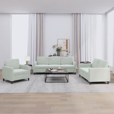 vidaXL Set di Divani 3 pz Grigio Chiaro in Velluto (1/5)