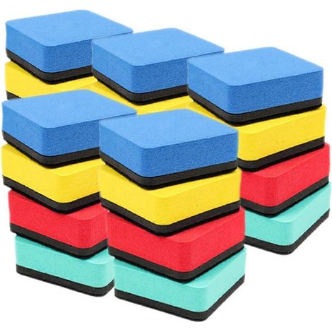 Lot de 20 effaceurs magnétiques pour tableau blanc, effaceurs à sec pour tableau blanc, fournitures scolaires-5X5CM (1/3)