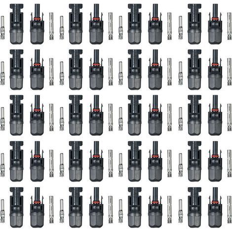 20 paires de connecteurs mâle/femelle pour câble de panneau solaire avec outil d'assemblage à clé pour système PV, (1/3)