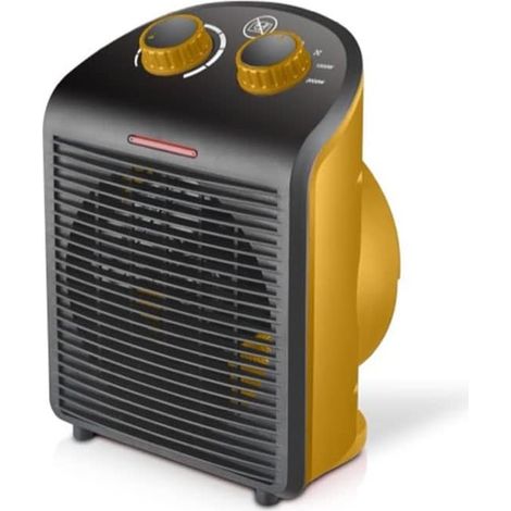 Termoventilatore da bagno portatile HERMES mis. 19x13x25cm con 2 livelli di potenza (1000W-2000W) e funzione caldo e freddo - GIALLO (1/5)