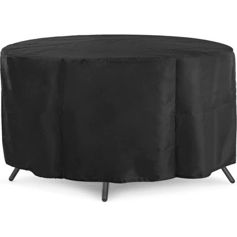 Round garden table cover, high-quality polyester, L 185 x W 110 cm, black