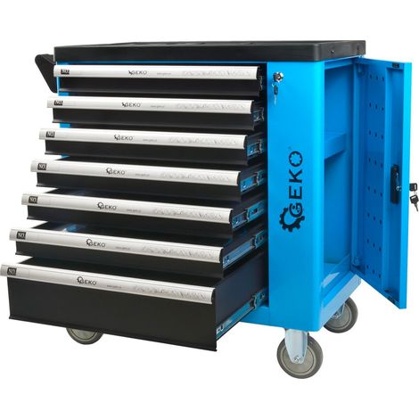 Servante d'atelier professionnelle avec outils en chrome vanadium 7 tiroirs 243 pièces (1/5)