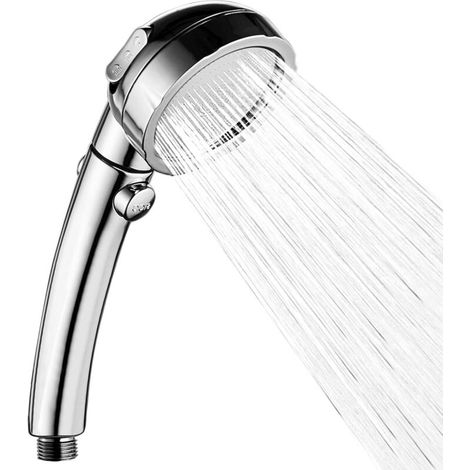 Pommeau de Douche, Douchette 3 Modes Douchette Économie d'Eau Douche avec Arrêt Tête , Argent (1/4)