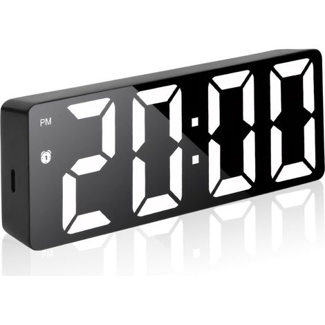 Réveil Numérique LED, Horloge de Chevet, Réveil Alimenté par USB, avec 3 Modes de Répétition,Température Somnoler Luminosité Réglable Horloge (Noir)