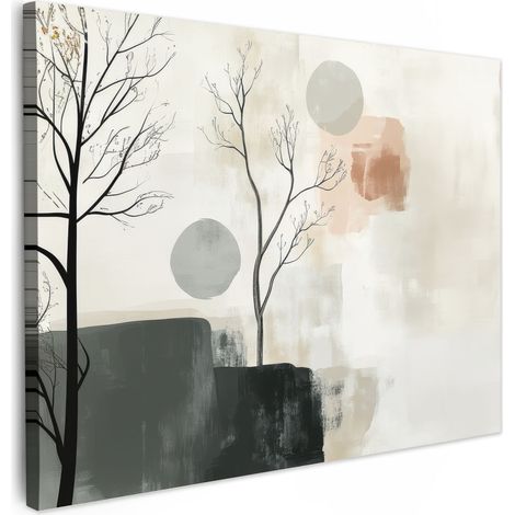 TABLEAU SUR TOILE Wabi sabi - Beige - Plante Décoration Murale 40x30 cm