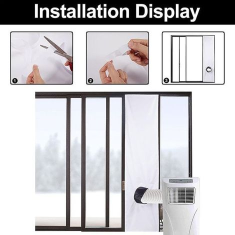 Kit de calfeutrage fenêtre pour climatiseur mobile 3 m Joint détanchéité universel avec tissu imperméable Isolation fenêtres à (1/4)