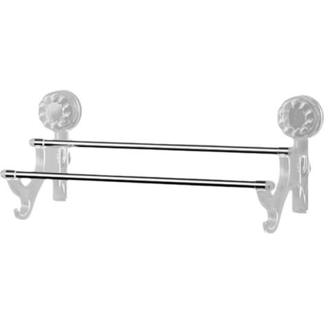 Porte-serviettes Murale à Ventouse - Barre Double avec Crochets de Rangement - Pour Salle de Bain et Cuisine - 1 Pièce (1/5)