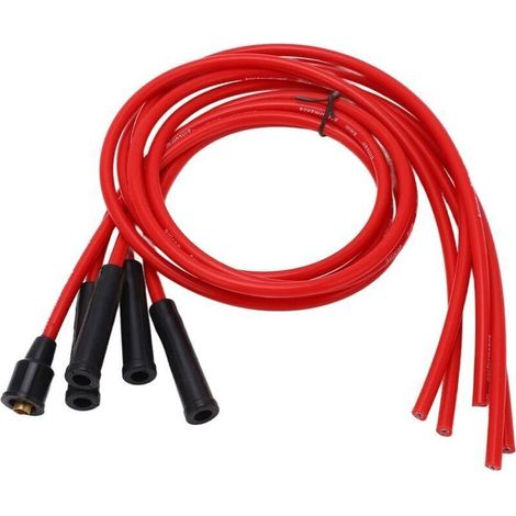 Jeu de Fils D'allumage de Bougie D'allumage. Fil D'allumage de Voiture en Silicone Rouge Haute Performance de 1 M pour 4 Cylindres (1/4)