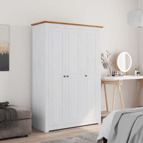 vidaXL Armadio a 3 Ante Bianco 118x50x171,5cm in Pino Panama Range (1/10)