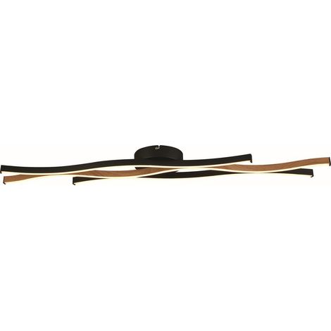 Bloom LED-Deckenleuchte Swirl, schwarz mit Holzoptik (1/4)