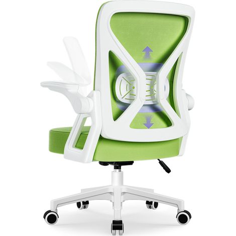 Bürostuhl, Bürostuhl Ergonomisch mit Hochklappbaren Armlehnen,Einstellbare Lendenstütze,Höhenverstellbarer Schreibtischstuhl, Drehstuhl mit Wippfunktion bis 125°