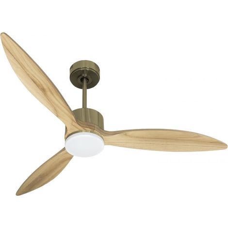 Modulo slim - Super destratificateur et ventilateur DC 132 cm  Laiton pales bois clair avec Lumière 25 à 35 m² (1/5)