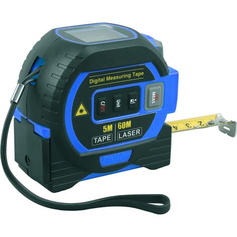 Mètre ruban numérique 3 en 1 bleu, haute élasticité, précision, verrouillage automatique, pour tests de roulements, 60 m / 196,9 pi (1/5)