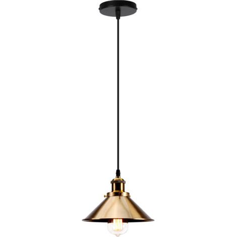 royaluxe- Lampes À Suspension Rétro Vintage Lustre 220MM E27 (Or) Plafonnier Industriel Abat-Jour En Métal Pour Loft Restaurant Café Bar (1/5)