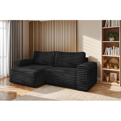 L-förmiges Bohoo-Ecksofa mit Schlaffunktion stoff Velo Schwarz Links (1/5)