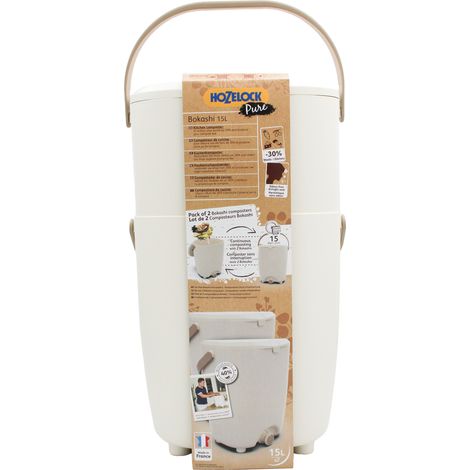 Composteur Bokashi Pure 15L x2 - HOZELOCK - Garantie 3 ans (1/4)