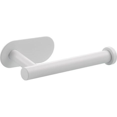 Porte-papier toilette en acier inoxydable blanc longueur 16,5 cm salle de bain cuisine support mural peut être collé au mur sans perçage, 1 pièce (1/5)
