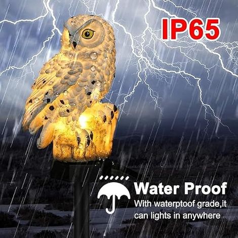 Lampe Solaire Hibou Lampe Solaire pour Cour Allée Terrasse Pelouse (Blanc) (1/3)