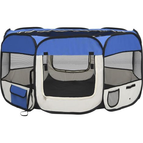Parque para perros plegable con bolsa de transporte 125 x 125 x 61 cm azul 020001725