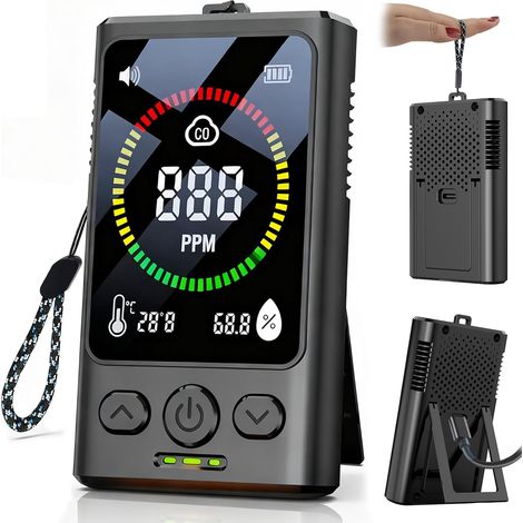 Détecteur de monoxyde de carbone portable, un indispensable en voyage, alarme de monoxyde de carbone rechargeable 3 en 1