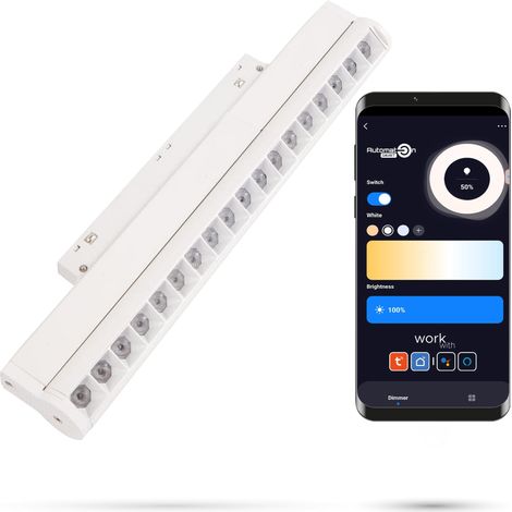 Faretto lineare a LED bianco, WiFi Zigbee, regolabile, 18W, per binari magnetici SMART TRACK, 48VDC, dimmerabile 3000-6000K. (1/5)