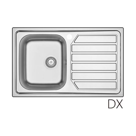 Lavello incasso in acciaio inox 80x50 cm gocciolatoio DX  - Cromo