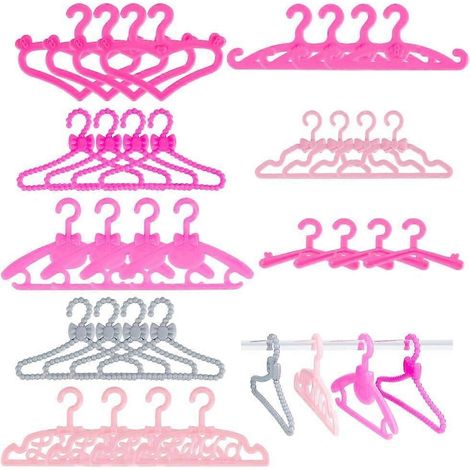 Lot de 80 cintres roses pour vêtements de poupées, accessoires de rangement et mini-cintres pour robes et tenues, décoration intérieure (1/5)