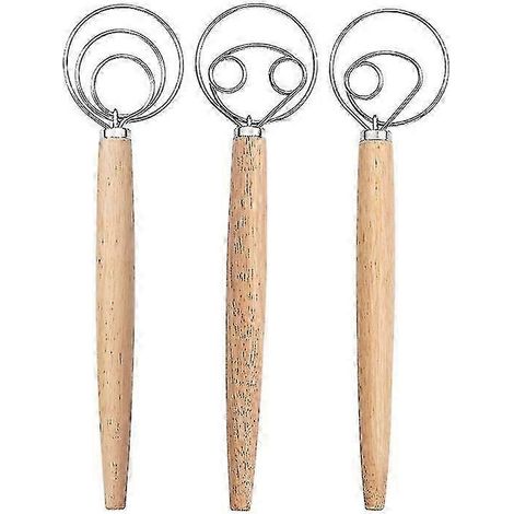 Mélangeur à pâte en acier inoxydable avec spatule, compatible avec la pâte à pain, à pâtisserie ou à pizza - Ustensiles de pâtisserie (Ensemble argenté de 3 pièces) (1/5)
