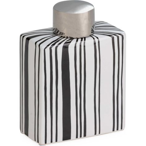 Vase design élégant - Tendance noir et blanc - Blanc nuancé de noir et d'argent (1/2)